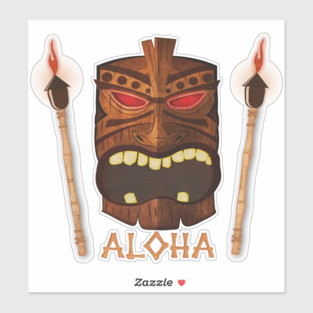 Aloha Wooden Tiki Torches Hawaiian Tropical Summer (Sheet)