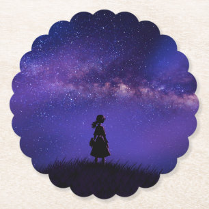 Alone and Starry Night  Paper Coaster
