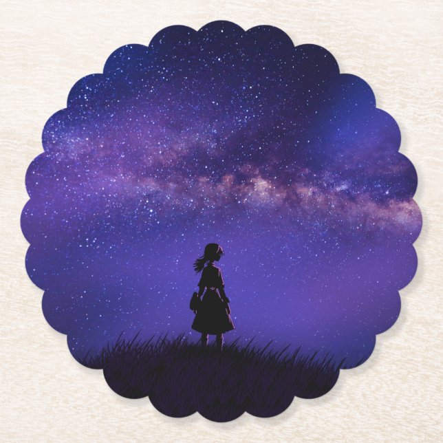 Alone and Starry Night  Paper Coaster (Front)