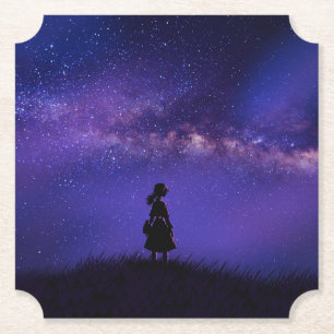 Alone and Starry Night Paper Coaster