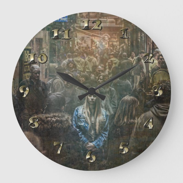 Alone in a Crowd Large Clock (Front)