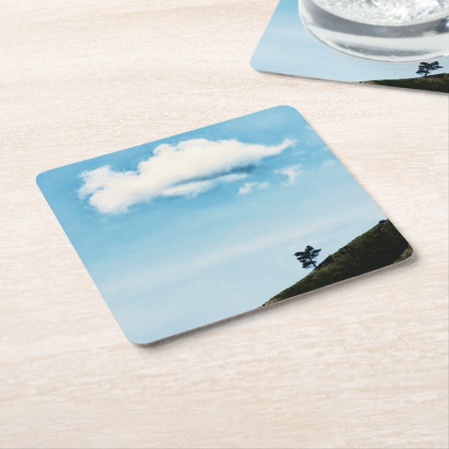 Alone Square Paper Coaster (Angled)