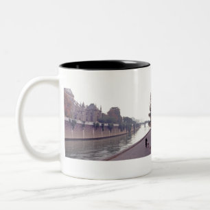 Along The Seine, Walking The Dog Two-Tone Coffee Mug