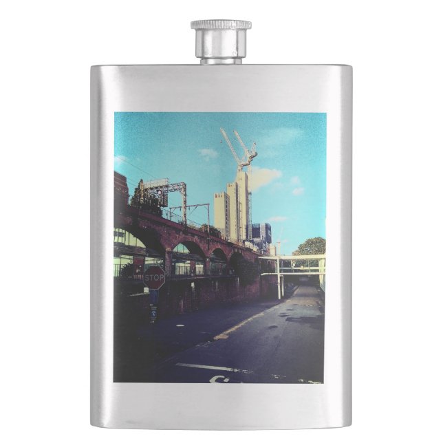 Along the train tracks hip flask (Front)