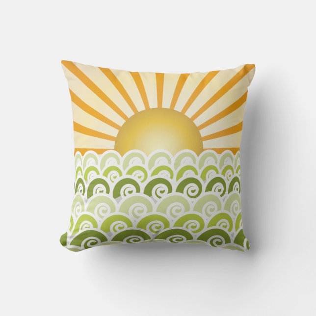 Along the Waves Green Pillow (Front)
