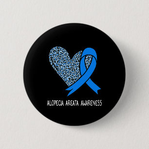 Alopecia Areata Awareness Blue Ribbon 2 Inch Round Button