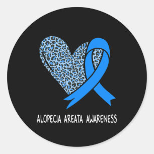 Alopecia Areata Awareness Blue Ribbon  Classic Round Sticker