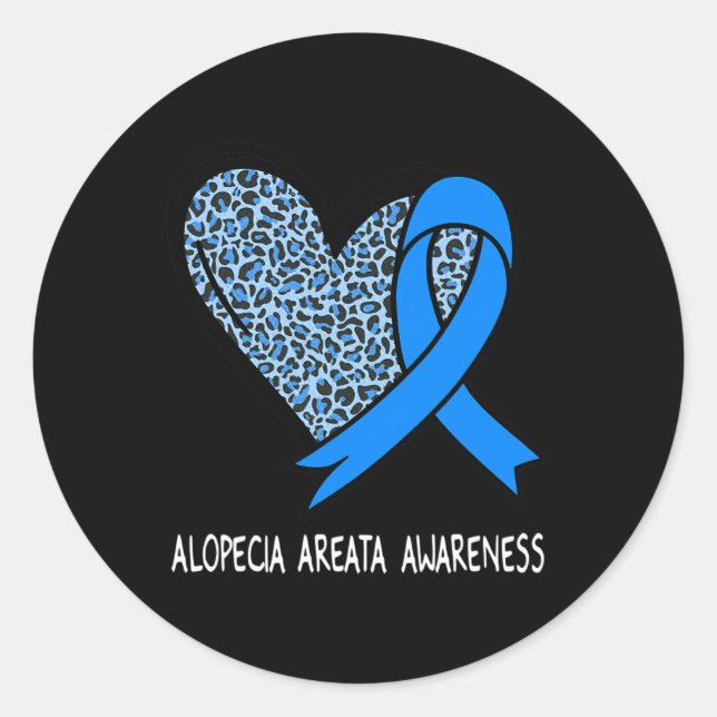 Alopecia Areata Awareness Blue Ribbon  Classic Round Sticker (Front)