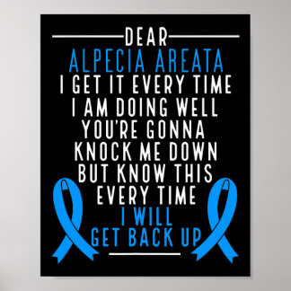 Alopecia Areata Awareness I will get back up Hair  Poster