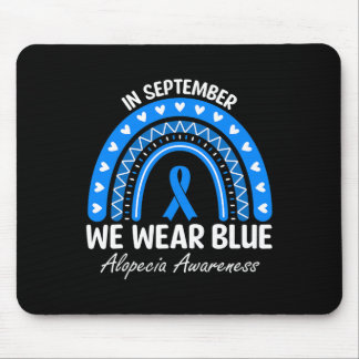 Alopecia Areata Awareness Rainbow I Wear Blue Ribb Mouse Pad