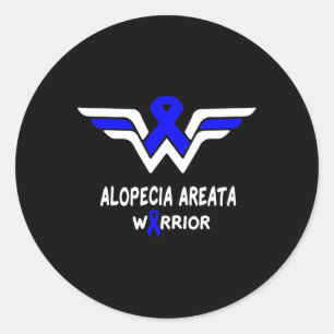 Alopecia Areata Awareness Warrior Support Blue Rib Classic Round Sticker