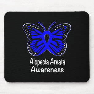 Alopecia Areata Awareness Warrior Support Blue Rib Mouse Pad