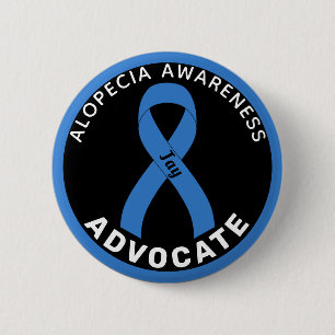 Alopecia Awareness Advocate Ribbon Black Button