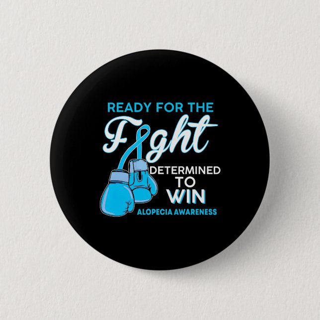 Alopecia Awareness Blue Butterfly  2 Inch Round Button (Front)