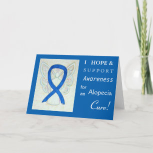 Alopecia Awareness Blue Ribbon Greeting Card
