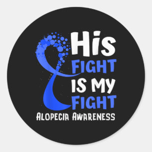 Alopecia Awareness Blue Ribbon Hope Family Fighter Classic Round Sticker