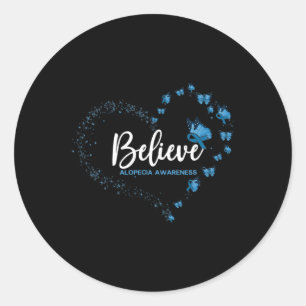 Alopecia Awareness Butterfly Believe  Classic Round Sticker