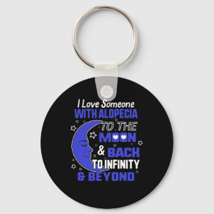 Alopecia Awareness Dark Blue Ribbon Hair Loss Supp Keychain