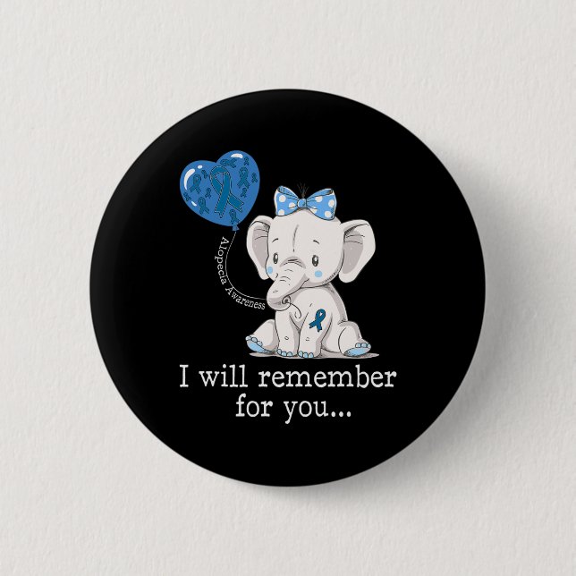 Alopecia Awareness Elephant 1 2 Inch Round Button (Front)