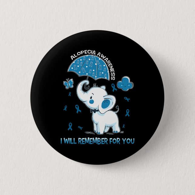 Alopecia Awareness Elephant  2 Inch Round Button (Front)