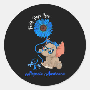 Alopecia Awareness Elephant Faith Hope Love Sunflo Classic Round Sticker
