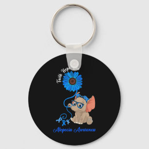 Alopecia Awareness Elephant Faith Hope Love Sunflo Keychain