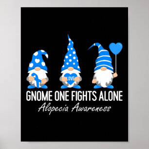Alopecia Awareness Gnomes I Wear Blue Ribbon Suppo Poster