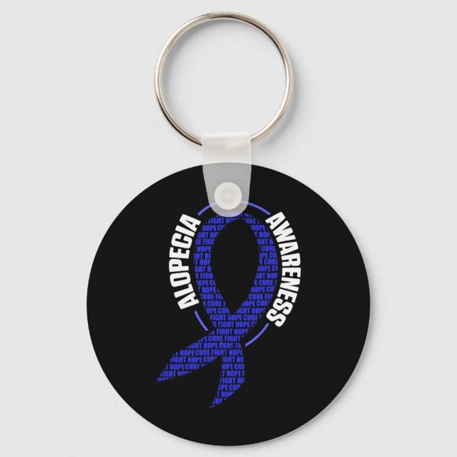 Alopecia Awareness Hair Loss Warrior Medication Su Keychain (Front)
