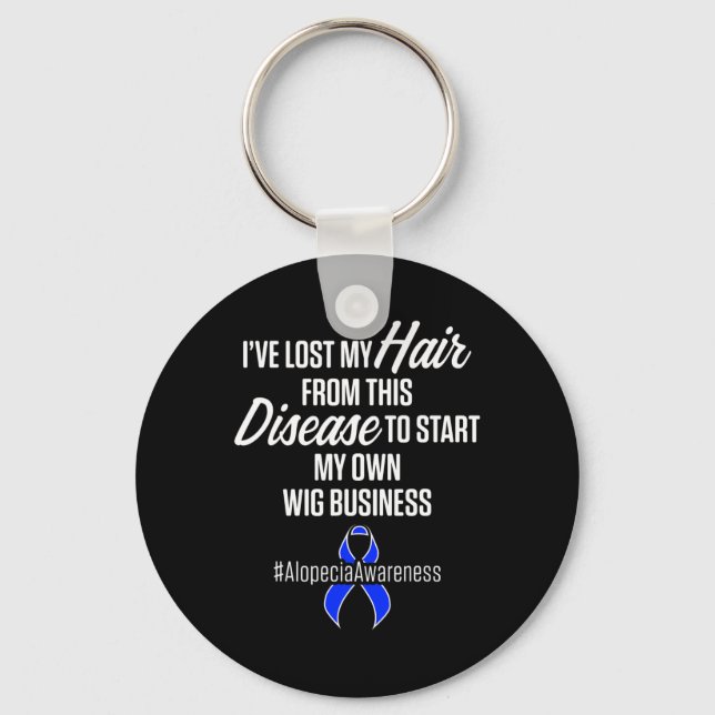 Alopecia Awareness Hair Loss Warrior Wig Survivor  Keychain (Front)