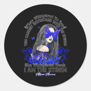 Alopecia awareness i'm the storm girl butterfly ri classic round sticker