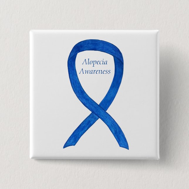Alopecia Awareness Ribbon Custom Art Pin (Front)