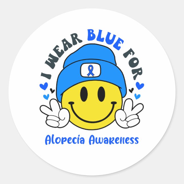 Alopecia Awareness Ribbon Support Gifts Classic Round Sticker (Front)