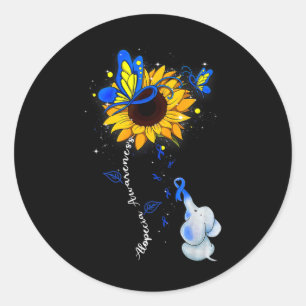 Alopecia Awareness Sunflower Elephant Men   Classic Round Sticker