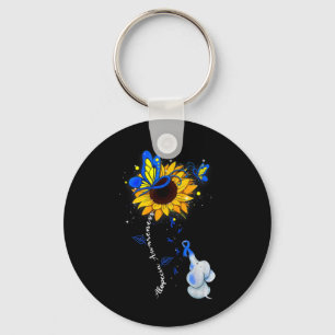 Alopecia Awareness Sunflower Elephant Men   Keychain