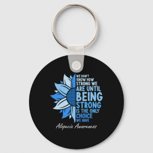Alopecia Awareness Sunflower I Wear Blue Ribbon Su Keychain