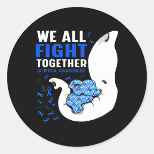 Alopecia Awareness We All Fight Together Elephant  Classic Round Sticker