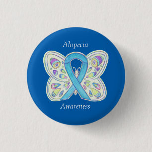 Alopecia Butterfly Awareness Ribbon Custom Art Pin