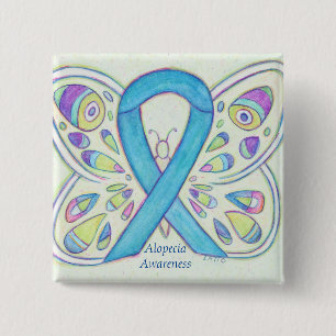 Alopecia Butterfly Awareness Ribbon Custom Art Pin