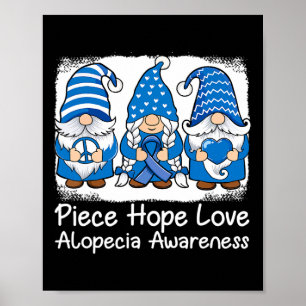 Alopecia Support gnomes with ribbon Blue 1 Poster