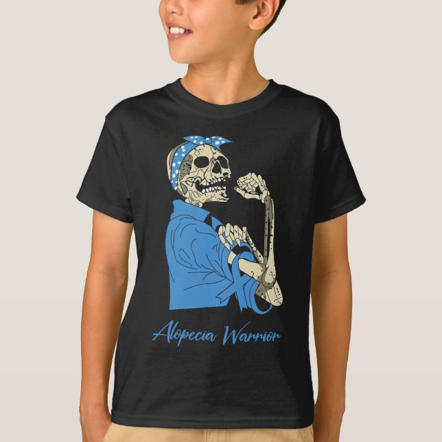 Alopecia Warrior Awareness Support Strong Skeleton T-Shirt (Front)