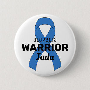 Alopecia Warrior Ribbon White Button