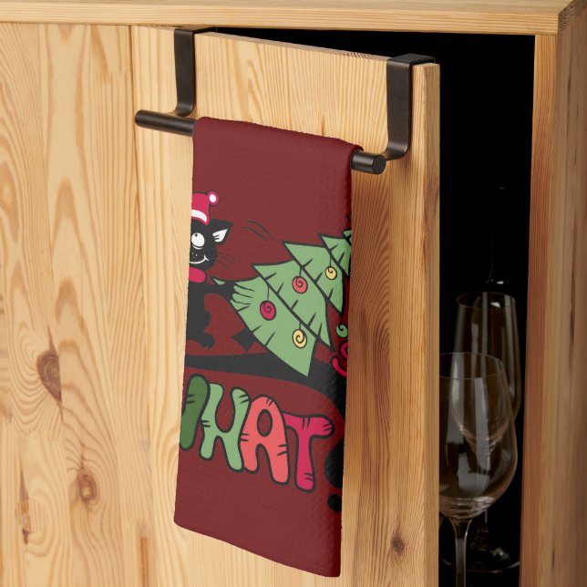 Alors, quelle serviette de thé pour chats de Noël (Pliage en tiers)