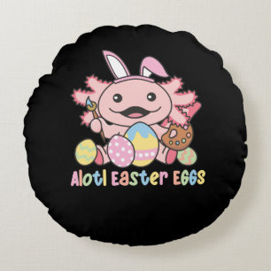 Alotl Easter Eggs Axolotl Easter With Pun Round Pillow