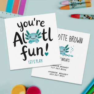 Alotl Fun Cute Blue Axolotl Play Date Kids Paint Square Business Card