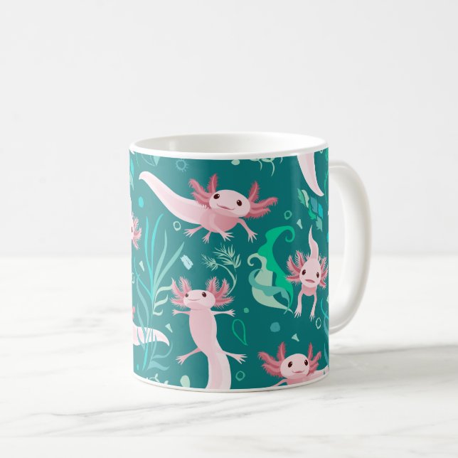 Alotta Pink Axolotls on Teal Mug (Front Right)