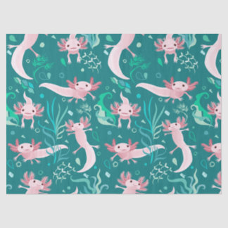 Alotta Pink Axolotls on Teal Tissue Paper