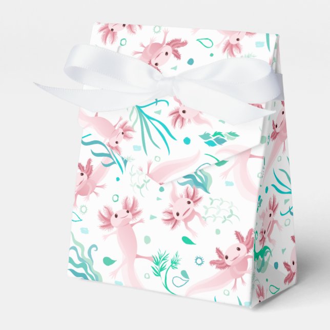 Alotta Pink Axolotls on White Favor Box (Front Side)