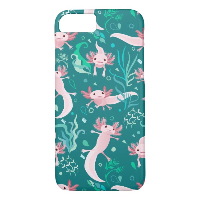 Alotta Pink Axolotls Teal Case-Mate iPhone Case (Back)