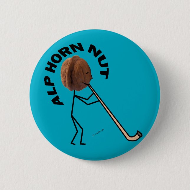 Alp Horn Nut 2 Inch Round Button (Front)