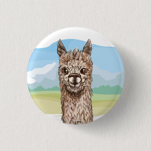 Alpaca   1 inch round button (Front)